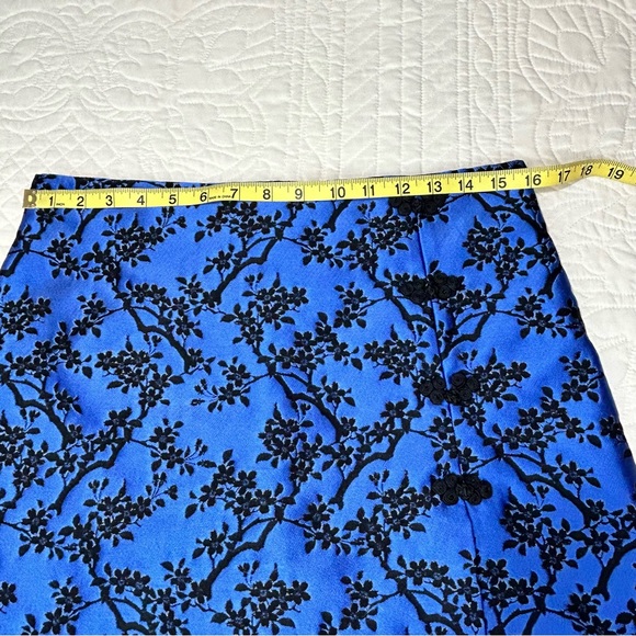 Zara Blue Jacquard Asian Skirt Women’s Size Large - Picture 9 of 10
